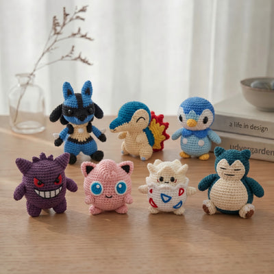 Crochet Mini Monster Set — Cute Collectible Creature Figures, Handmade Kawaii Critter Gift