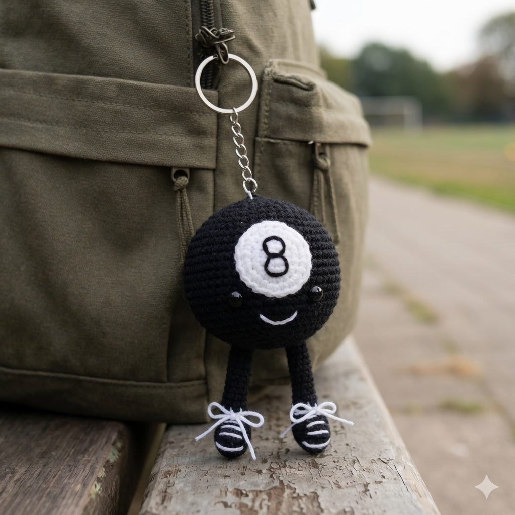 Crochet Sports Ball Keychain — Handmade Cute Ball Charm with Sneaker Legs
