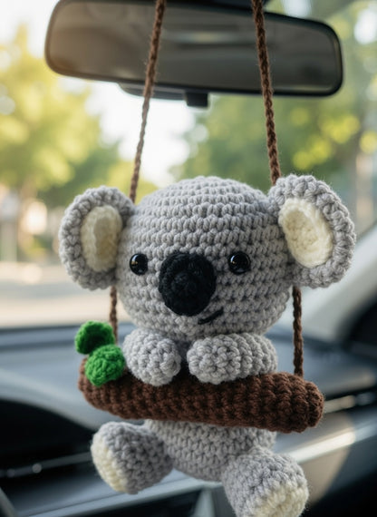 Handmade Amigurumi Koala Bear Car Hanger | Cute Auto Decor Gift for Plant Lovers