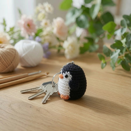 Adorable Crochet Penguin Keychain | Handmade Amigurumi Animal Bag Charm
