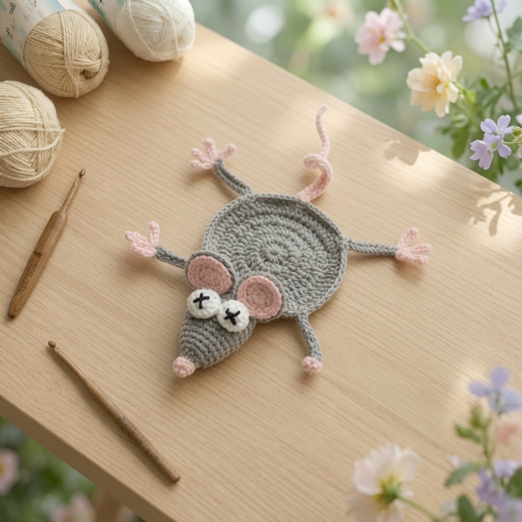 Funny Squashed Animal Crochet Coasters | Flattened Amigurumi Mug Rugs