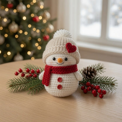 Handmade Crochet Snowman Ornament Set | Amigurumi Christmas Tree Decor Box