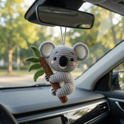 Handmade Amigurumi Koala Bear Car Hanger | Cute Auto Decor Gift for Plant Lovers