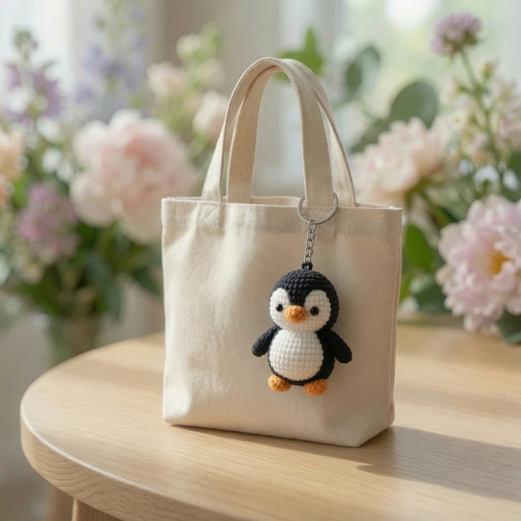 Adorable Crochet Penguin Keychain | Handmade Amigurumi Winter Bag Charm
