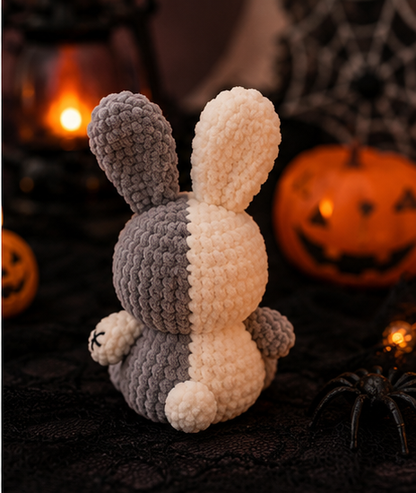 Spooky-Cute Stitched Bunny Plushie | Handmade Velvet Frankenstein Rabbit Stuffed Toy