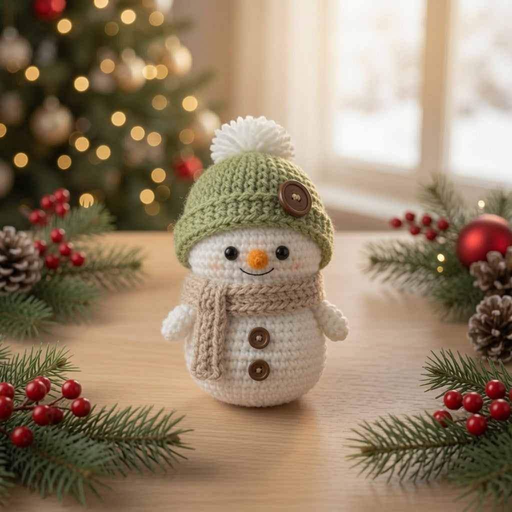 Handmade Crochet Snowman Ornament Set | Amigurumi Christmas Tree Decor Box